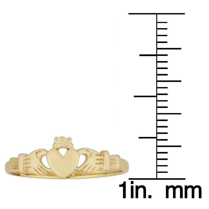 Kooljewelry 10k Yellow Gold High Polish Claddagh Ring (size 8) - Image 3